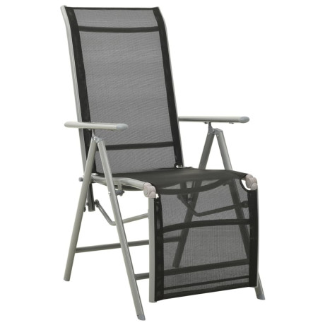 vidaXL Tuinstoelen 2 st verstelbaar textileen aluminium zilverkleurig afbeelding2 - 1