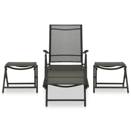 vidaXL 3-delige Loungeset textileen en aluminium zwart afbeelding2 - 1