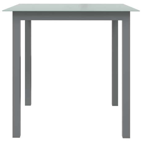 vidaXL Tuintafel 80x80x74 cm aluminium en glas lichtgrijs afbeelding2 - 1