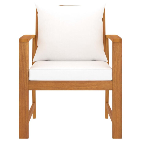 vidaXL Tuinstoelen 2 st met crèmekleurig kussen massief acaciahout afbeelding2 - 1