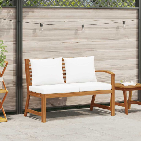 vidaXL Tuinbank met crèmekleurig kussen 114,5 cm massief acaciahout afbeelding2 - 1