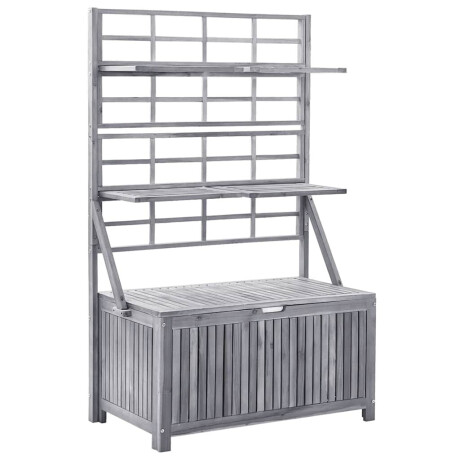 vidaXL Opbergbox met latwerk 99x55x160 cm massief acaciahout grijs afbeelding2 - 1
