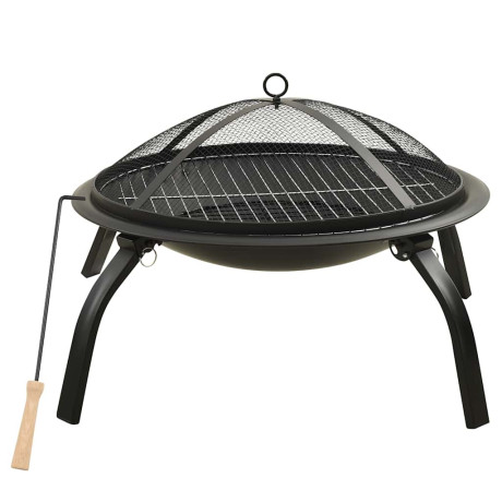 vidaXL Vuurschaal en barbecue 2-in-1 met pook 56x56x49 cm staal afbeelding2 - 1