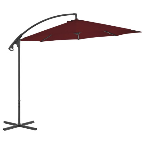 vidaXL Zweefparasol met stalen paal 300 cm bordeauxrood afbeelding2 - 1