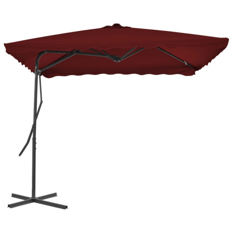 vidaXL Parasol met stalen paal 250x250x230 cm bordeauxrood afbeelding2 - 1