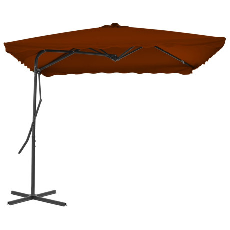 vidaXL Parasol met stalen paal 250x250x230 cm terracottakleurig afbeelding2 - 1