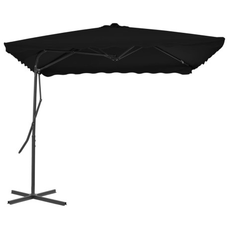 vidaXL Parasol met stalen paal 250x250x230 cm zwart afbeelding2 - 1