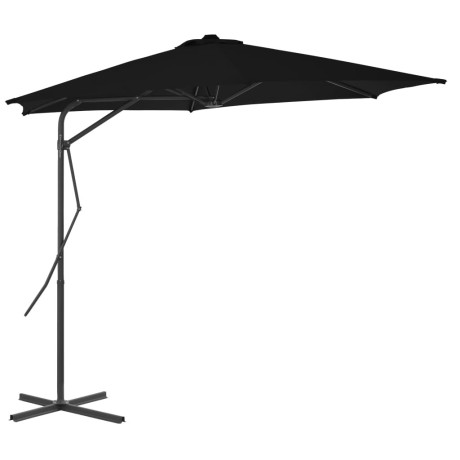 vidaXL Parasol met stalen paal 300x230 cm zwart afbeelding2 - 1