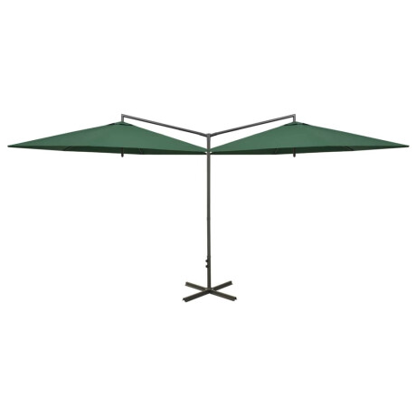 vidaXL Parasol dubbel met stalen paal 600 cm groen afbeelding2 - 1