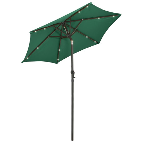 vidaXL Parasol met LED-verlichting 200x211 cm aluminium groen afbeelding2 - 1