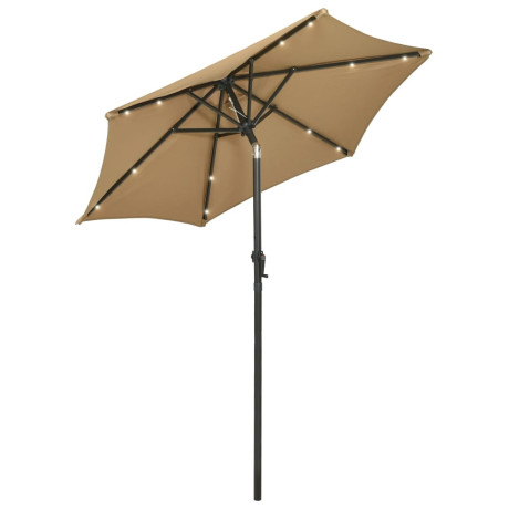 vidaXL Parasol met LED-verlichting 200x211 cm aluminium taupe afbeelding2 - 1