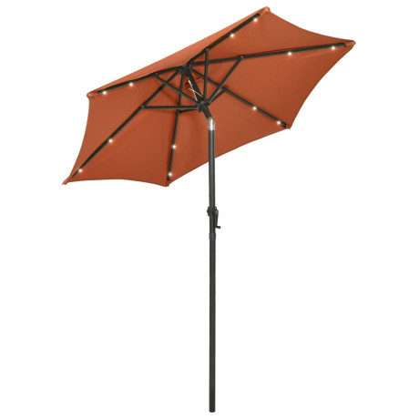 vidaXL Parasol met LED-verlichting 200x211 cm aluminium terracotta afbeelding2 - 1