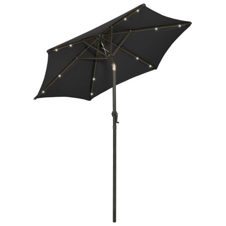 vidaXL Parasol met LED-verlichting 200x211 cm aluminium zwart afbeelding2 - 1