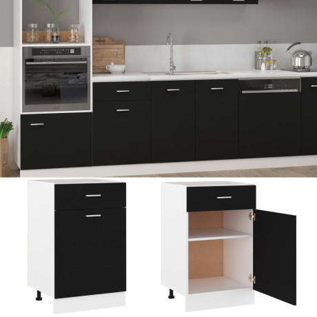 vidaXL Onderkast met lade Lyon 50x46x81,5 cm bewerkt hout zwart afbeelding2 - 1