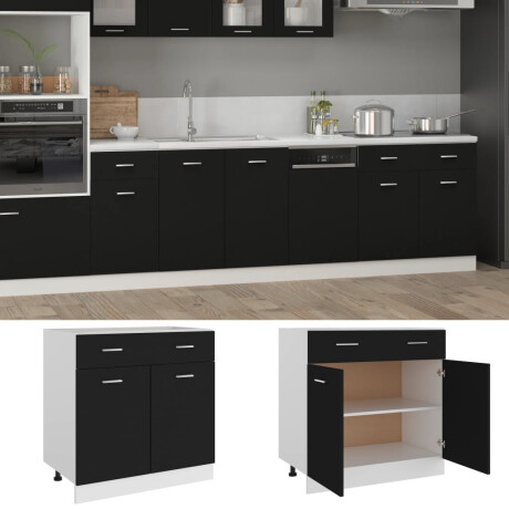 vidaXL Onderkast met lade Lyon 80x46x81,5 cm bewerkt hout zwart afbeelding2 - 1