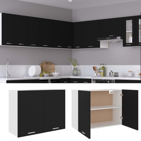 vidaXL Hangkast Lyon 80x31x60 cm bewerkt hout zwart afbeelding2 - 1