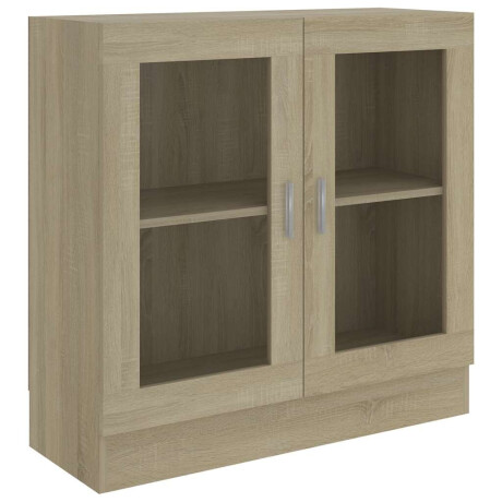 vidaXL Vitrinekast 82,5x30,5x80 cm bewerkt hout sonoma eikenkleurig afbeelding2 - 1