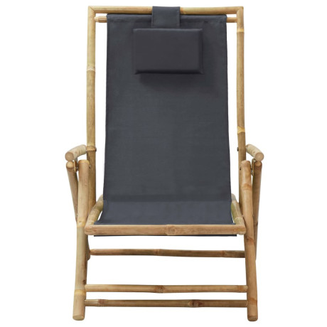 vidaXL Relaxstoel verstelbaar bamboe en stof donkergrijs afbeelding2 - 1