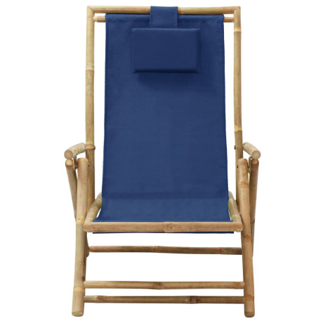 vidaXL Relaxstoel verstelbaar bamboe en stof marineblauw afbeelding2 - 1
