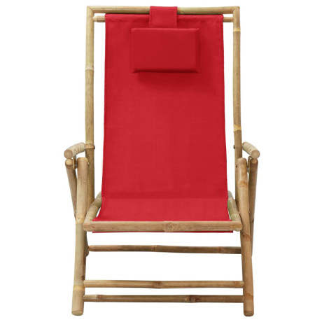 vidaXL Relaxstoel verstelbaar bamboe en stof rood afbeelding2 - 1