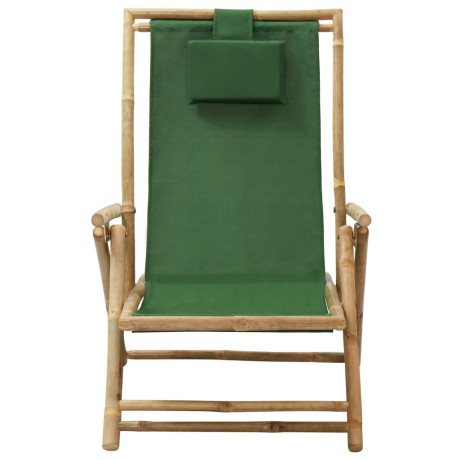 vidaXL Relaxstoel verstelbaar bamboe en stof groen afbeelding2 - 1