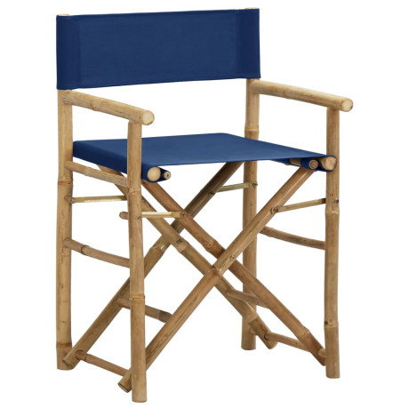 vidaXL Regisseursstoelen 2 st inklapbaar blauw bamboe en stof afbeelding2 - 1