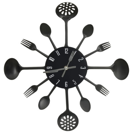 vidaXL Wandklok lepel-en-vork 40 cm aluminium zwart afbeelding2 - 1