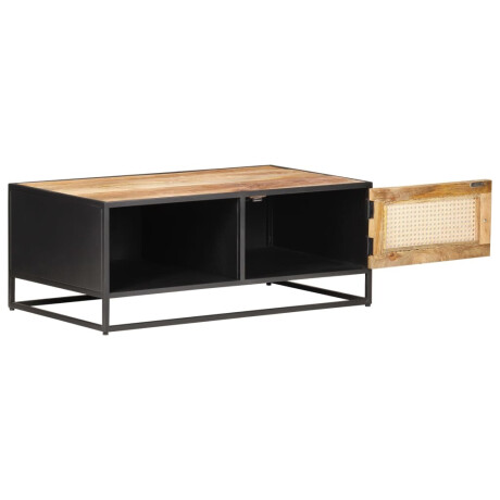 vidaXL Salontafel 90x50x35 cm ruw mangohout en natuurlijk riet afbeelding2 - 1