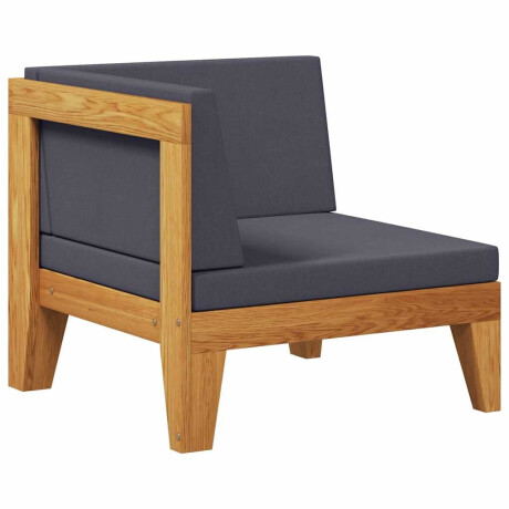 vidaXL Hoekbank sectioneel met donkergrijze kussens acaciahout afbeelding2 - 1