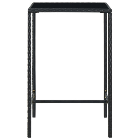 vidaXL Tuinbartafel 70x70x110 cm poly rattan en glas zwart afbeelding2 - 1