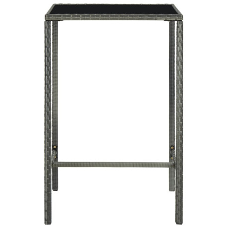 vidaXL Tuinbartafel 70x70x110 cm poly rattan en glas grijs afbeelding2 - 1