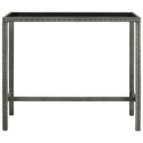 vidaXL Tuinbartafel 130x60x110 cm poly rattan en glas grijs afbeelding2 - 1