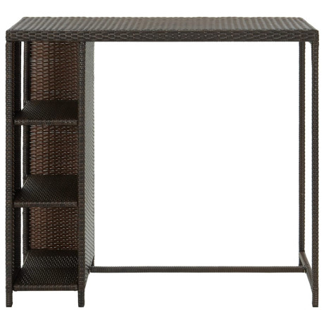 vidaXL Bartafel met opbergrek 120x60x110 cm poly rattan bruin afbeelding2 - 1