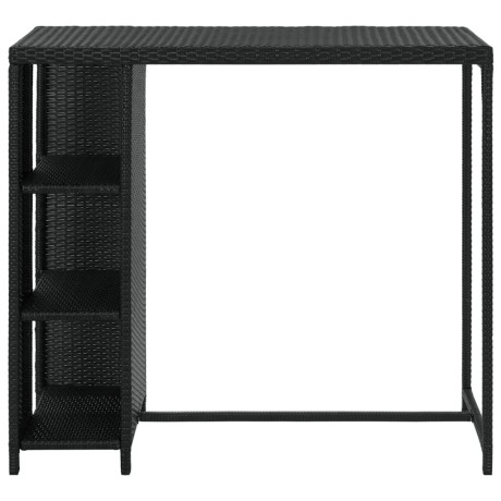 vidaXL Bartafel met opbergrek 120x60x110 cm poly rattan zwart afbeelding2 - 1