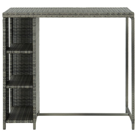 vidaXL Bartafel met opbergrek 120x60x110 cm poly rattan grijs afbeelding2 - 1