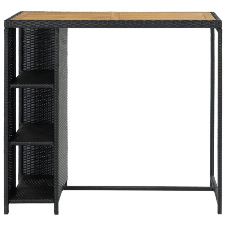 vidaXL Bartafel met opbergrek 120x60x110 cm poly rattan zwart afbeelding2 - 1