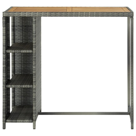 vidaXL Bartafel met opbergrek 120x60x110 cm poly rattan grijs afbeelding2 - 1