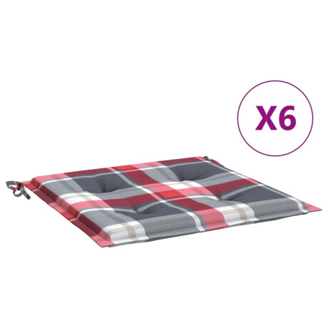 vidaXL Tuinstoelkussens 6 st 40x40x3 cm oxford stof ruitpatroon rood afbeelding2 - 1