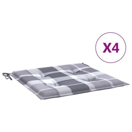 vidaXL Tuinstoelkussens 4 st 50x50x3 cm oxford stof ruitpatroon grijs afbeelding2 - 1