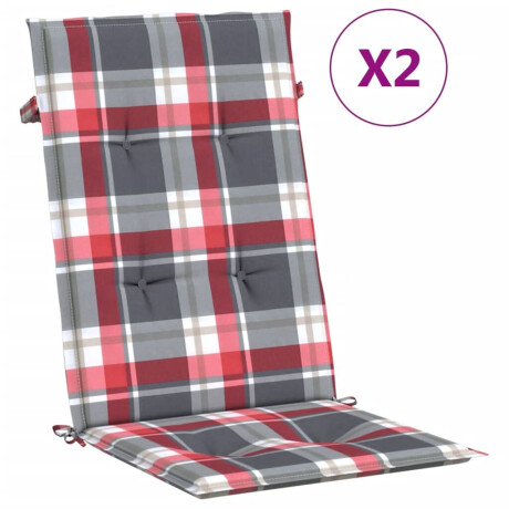 vidaXL Tuinstoelkussens 2 st 120x50x3 cm stof ruitpatroon rood afbeelding2 - 1