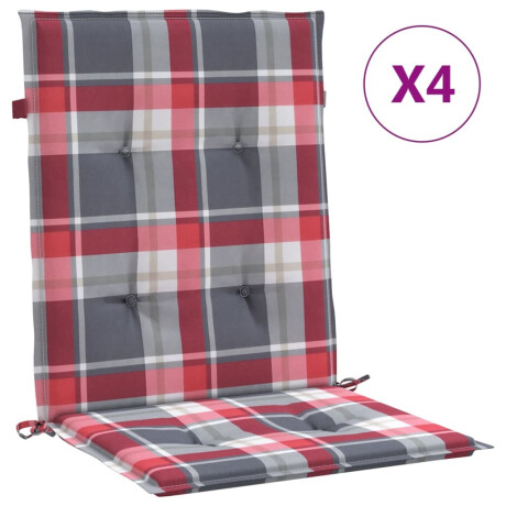 vidaXL Tuinstoelkussens 4 st 100x50x3 cm oxford stof ruitpatroon rood afbeelding2 - 1