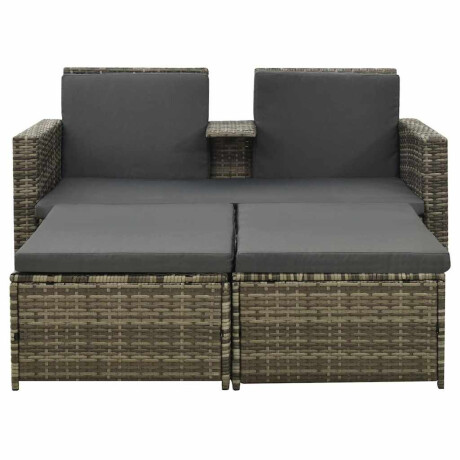 vidaXL 3-delige Loungeset met kussens poly rattan grijs afbeelding2 - 1