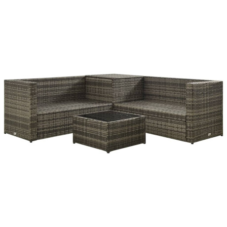vidaXL 4-delige Loungeset met kussens poly rattan grijs afbeelding2 - 1
