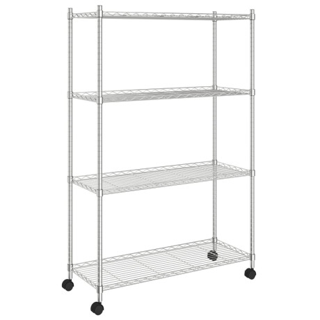 vidaXL Opbergrek 4-laags met wielen 200 kg 90x35x142 cm chroomkleurig afbeelding2 - 1