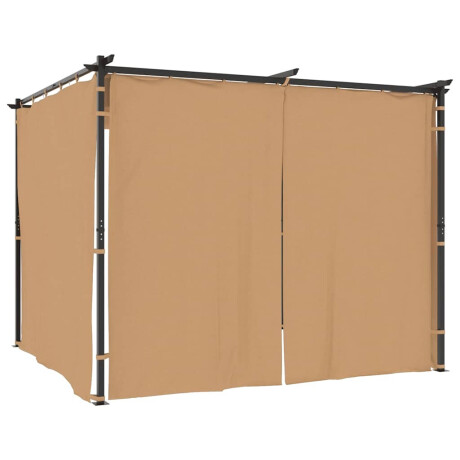 vidaXL Prieel met gordijnen 3x3 m staal taupe afbeelding2 - 1