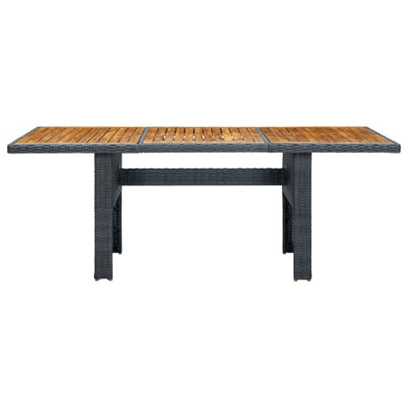 vidaXL Tuintafel poly rattan en massief acaciahout donkergrijs afbeelding2 - 1