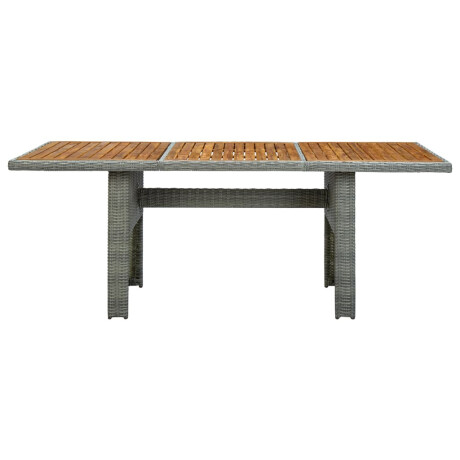 vidaXL Tuintafel poly rattan en massief acaciahout lichtgrijs afbeelding2 - 1