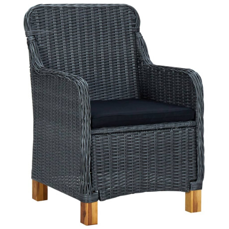 vidaXL Tuinstoelen 2 st met kussens poly rattan donkergrijs afbeelding2 - 1