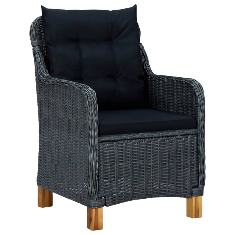 vidaXL Tuinstoelen 2 st met kussens poly rattan donkergrijs afbeelding2 - 1
