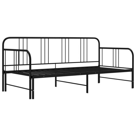 vidaXL Slaapbank uittrekbaar metaal zwart 90x200 cm afbeelding2 - 1